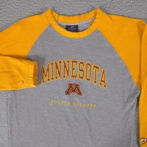 VTG ProPlayer Minnesota Golden Gophers Shirt Men M Waffle Thermal 3/4 Sleeve Y2K